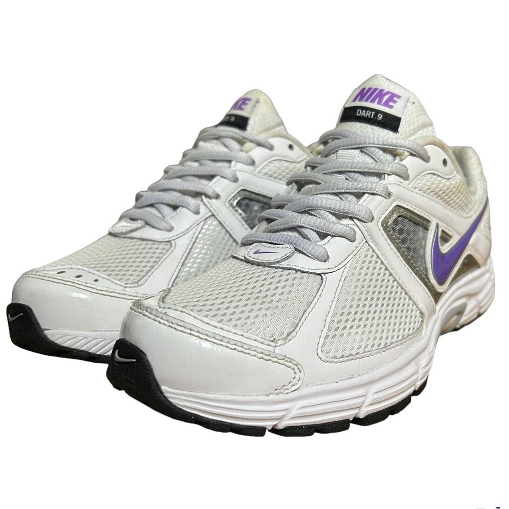 Nike Women’s 6.5 Dart 9 443863-101 White Purple Running Walking Shoes